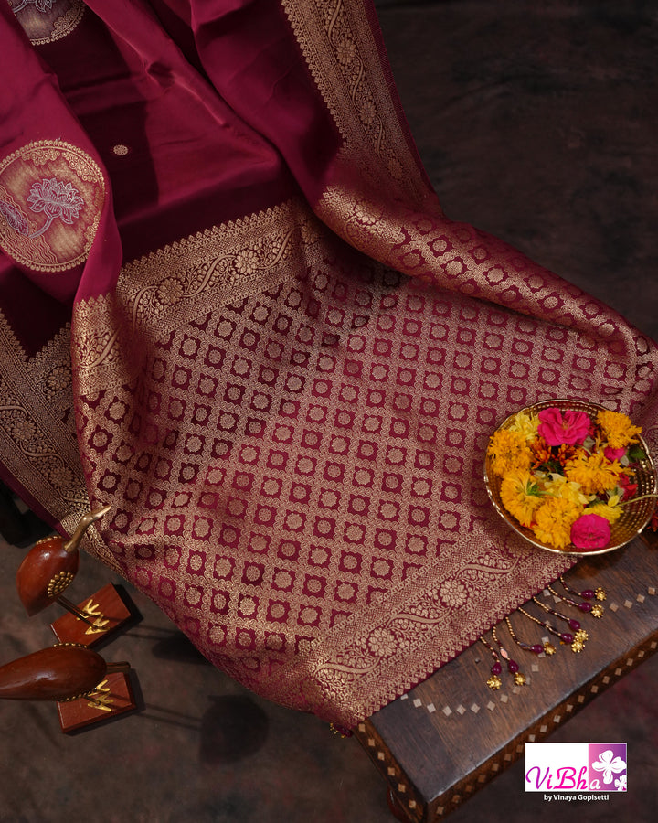 Wine Mashru silk