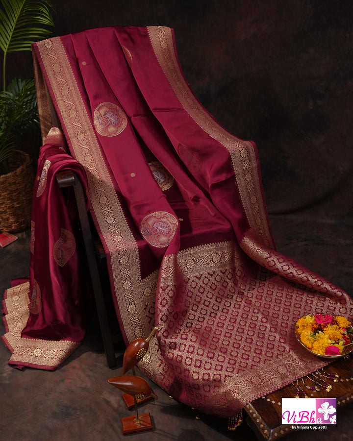 Wine Mashru silk