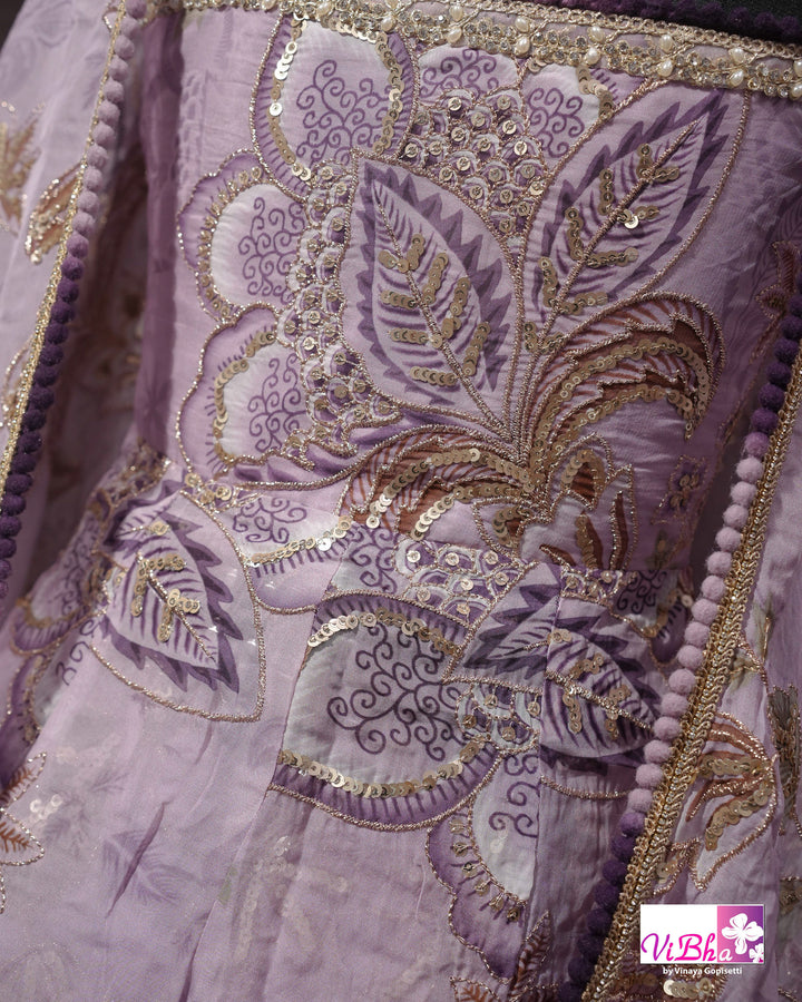 Lavender Embroidered Sharara Set