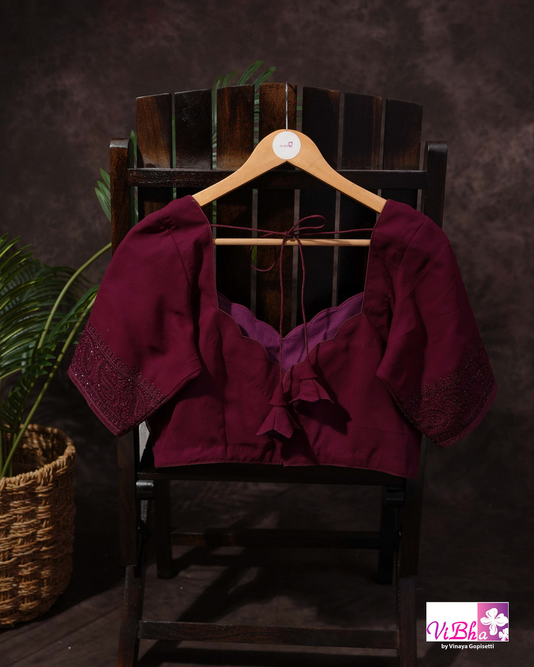 Burgundy Designer Saree with Tonal Paisley and Floral Embroidery