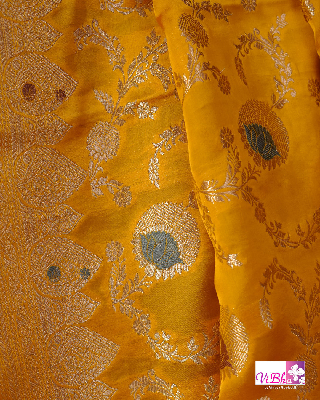 Yellow Meenakari katan Silk