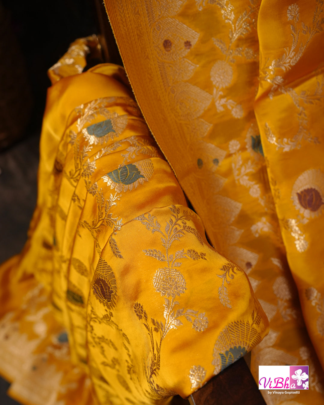 Yellow Meenakari katan Silk