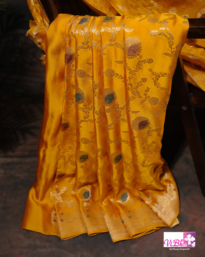 Yellow Meenakari katan Silk