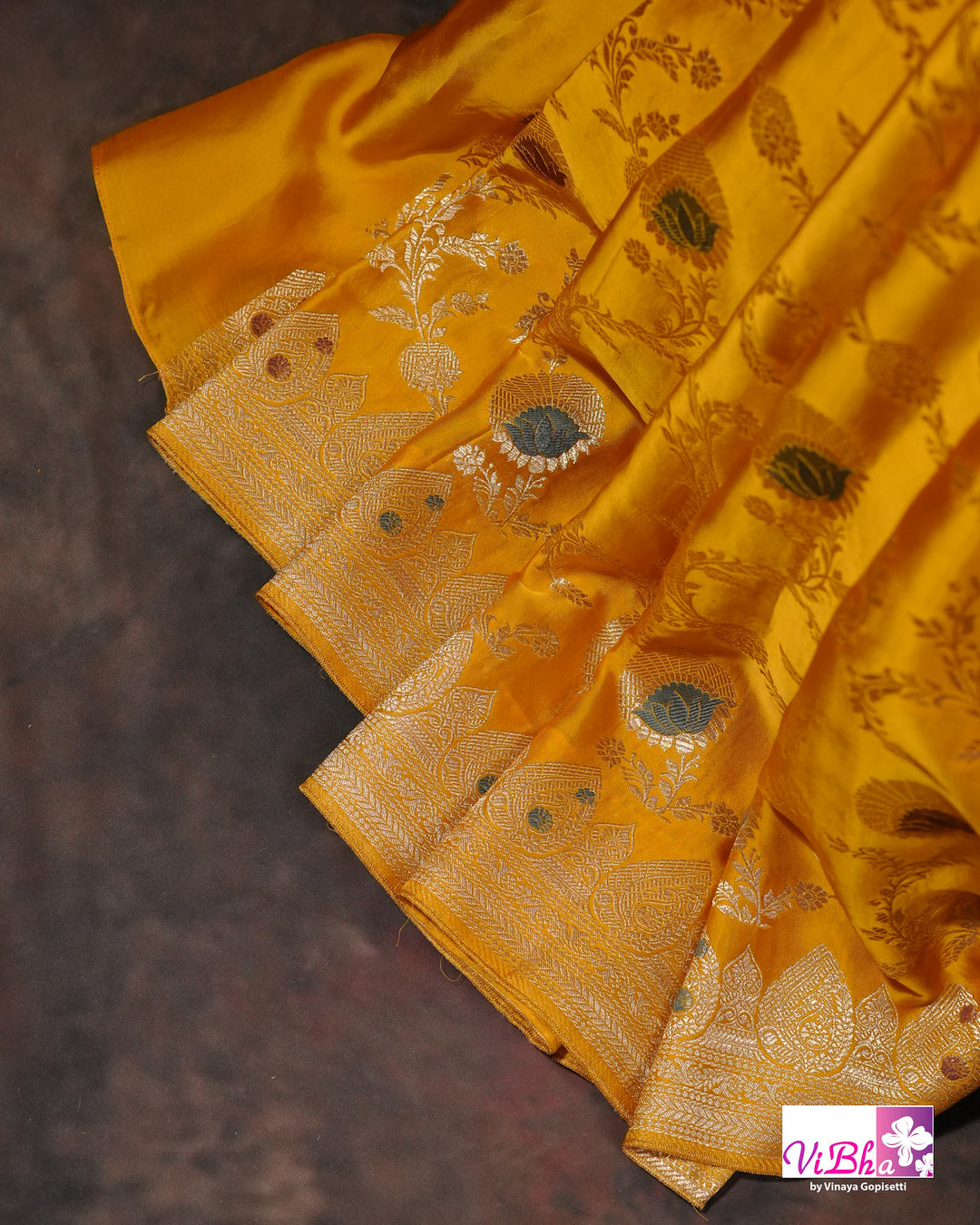 Yellow Meenakari katan Silk