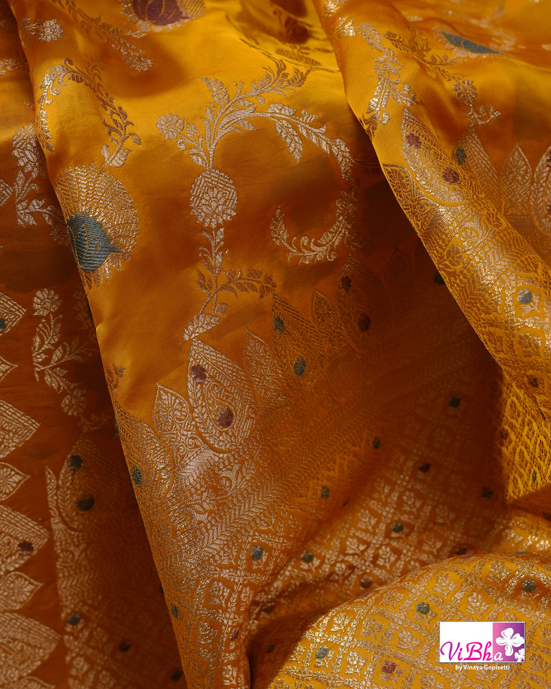Yellow Meenakari katan Silk