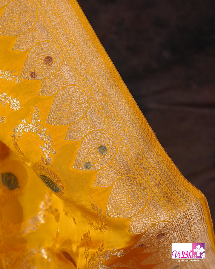 Yellow Meenakari katan Silk