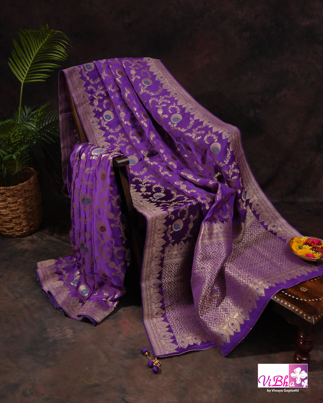 Violet meenakari katan silk