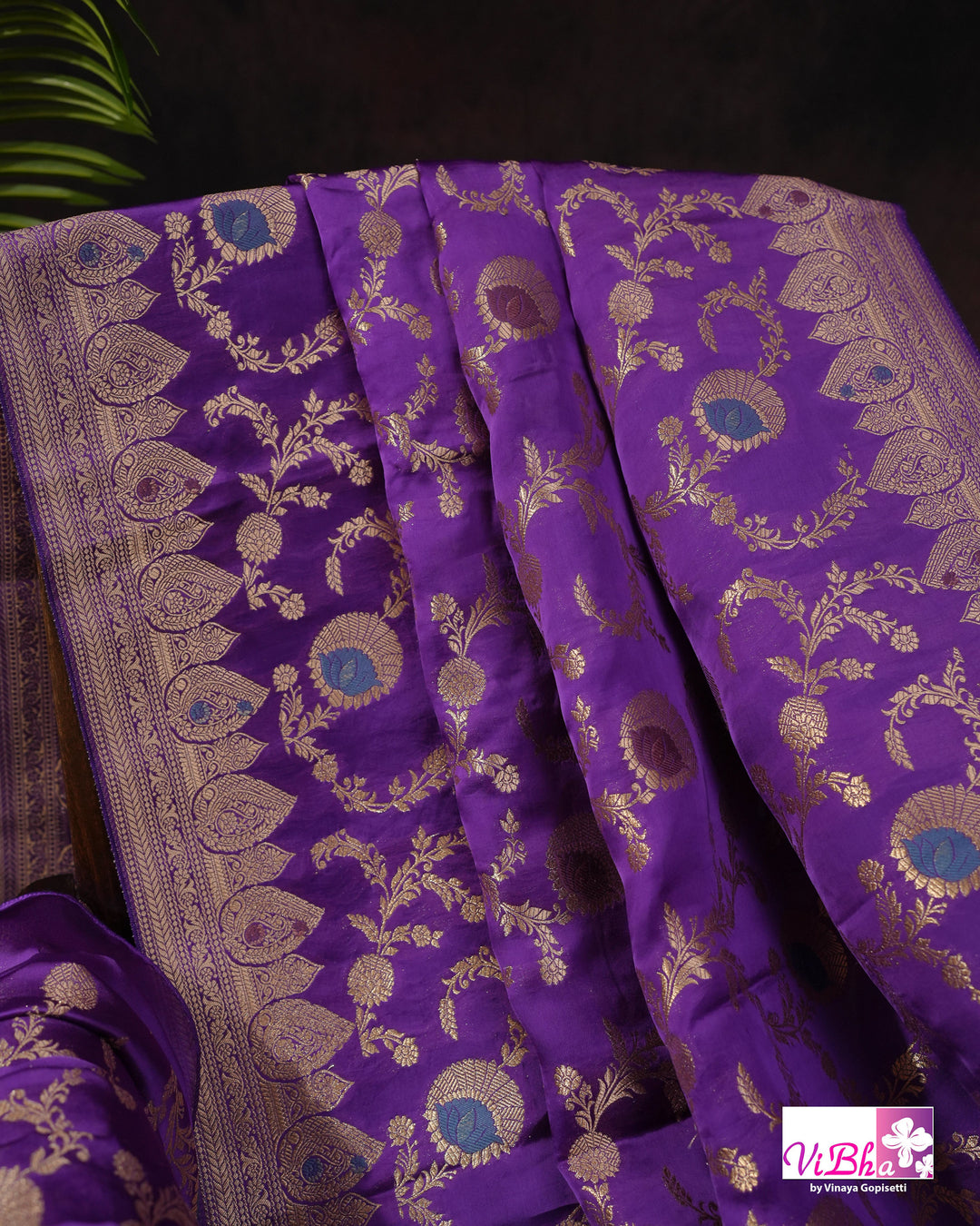 Violet meenakari katan silk