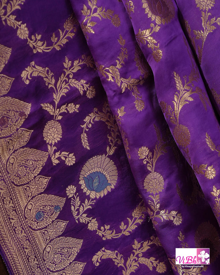 Violet meenakari katan silk