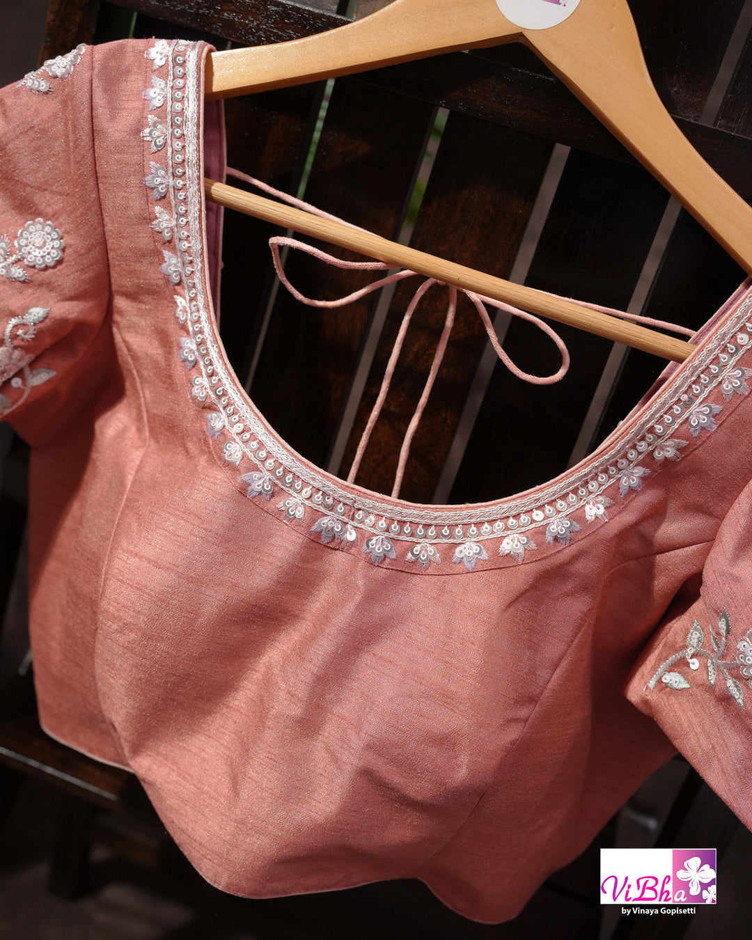 Dusty Rose Designer Saree with Scalloped Floral Embellished Border