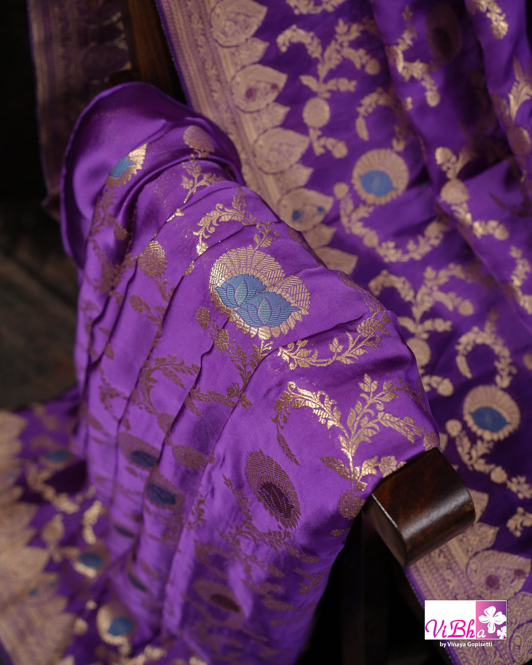 Violet meenakari katan silk