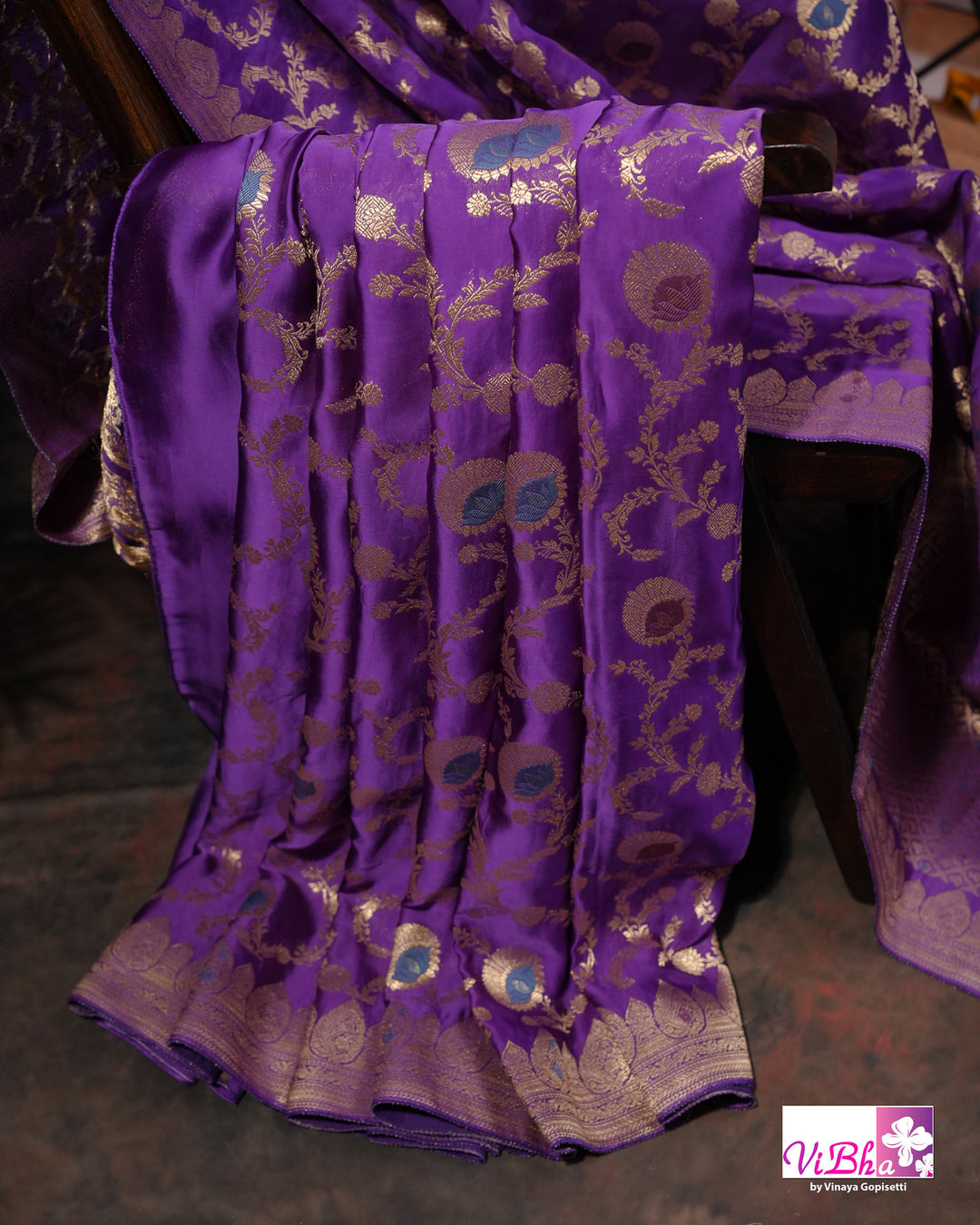 Violet meenakari katan silk