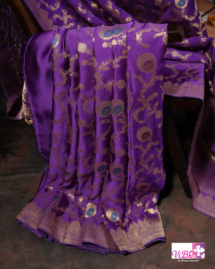 Violet meenakari katan silk