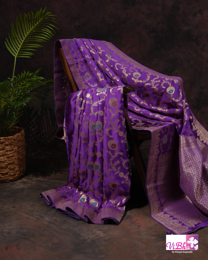 Violet meenakari katan silk