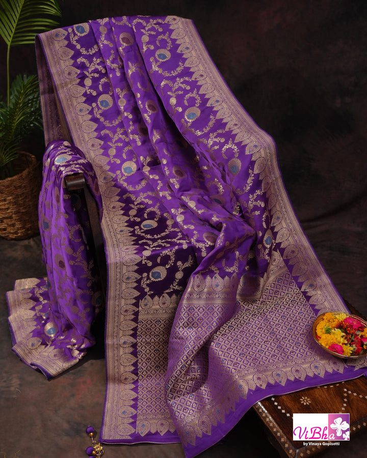 Violet meenakari katan silk
