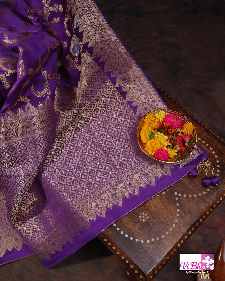 Violet meenakari katan silk