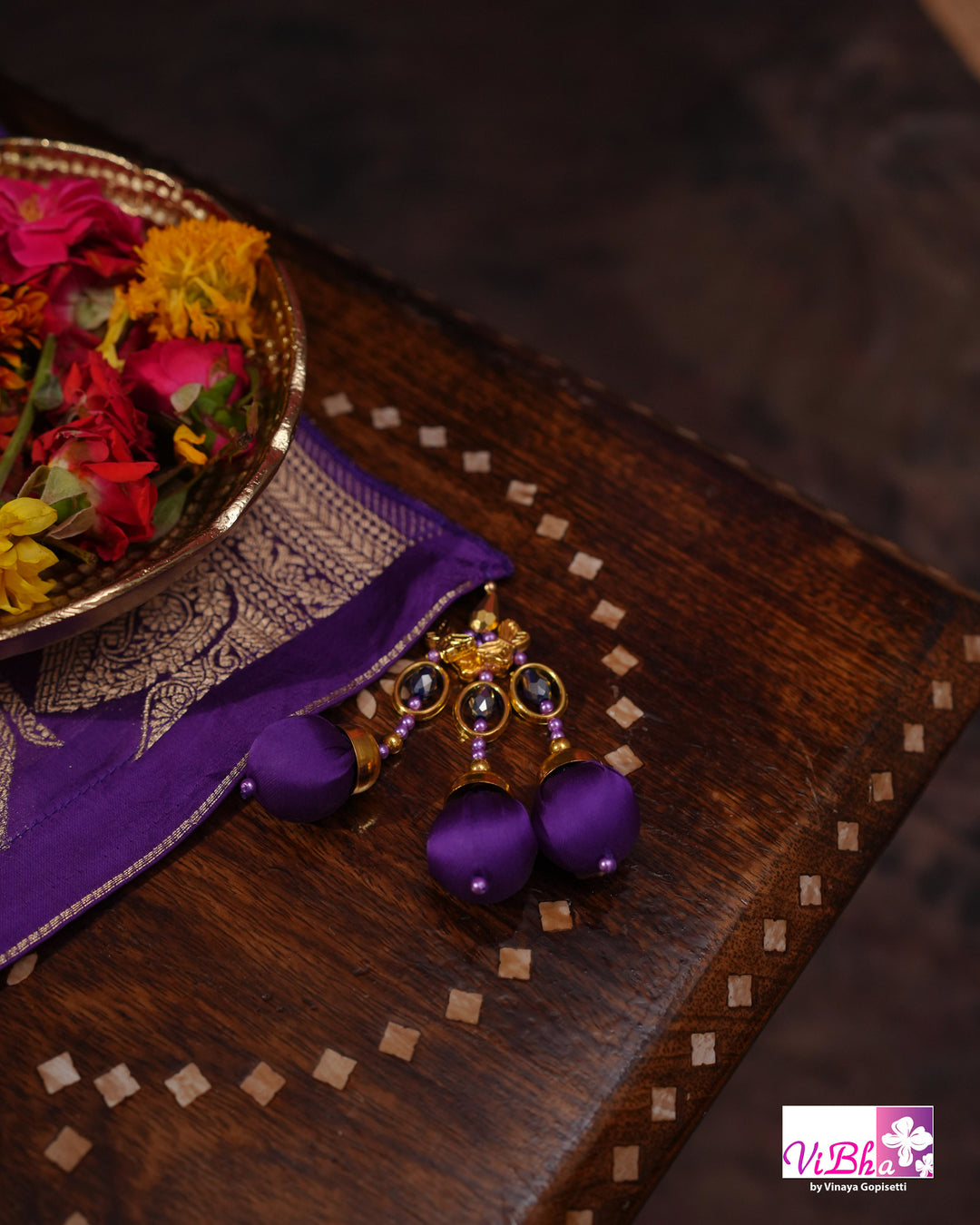 Violet meenakari katan silk