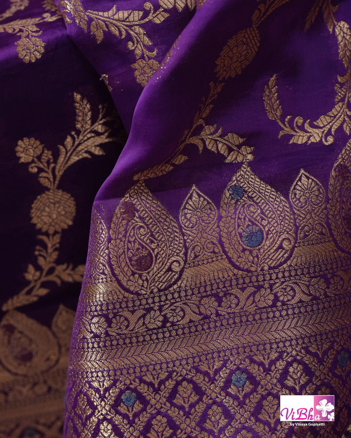 Violet meenakari katan silk
