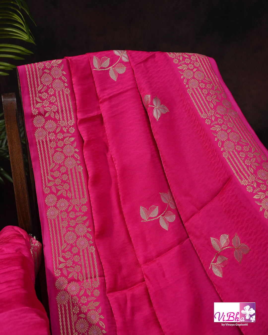 Hot pink Mashru silk