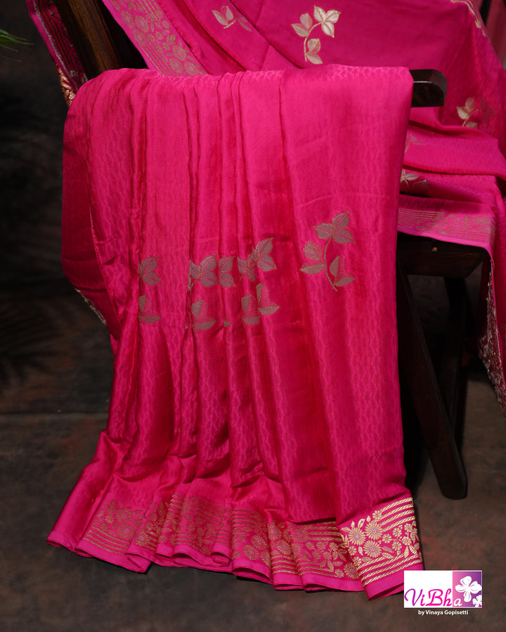 Hot pink Mashru silk