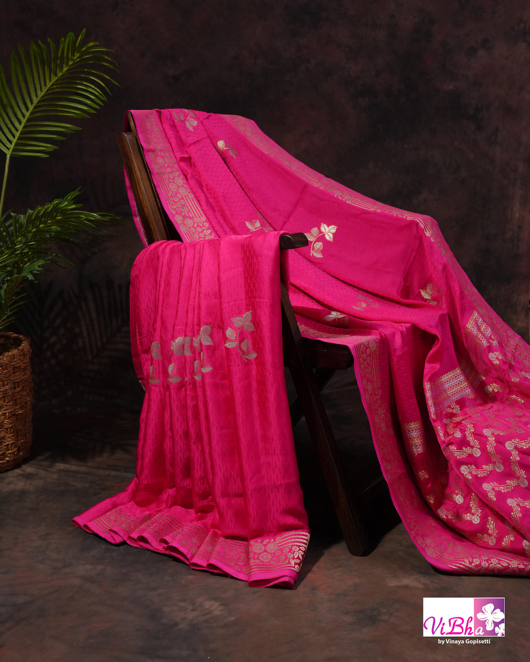 Hot pink Mashru silk