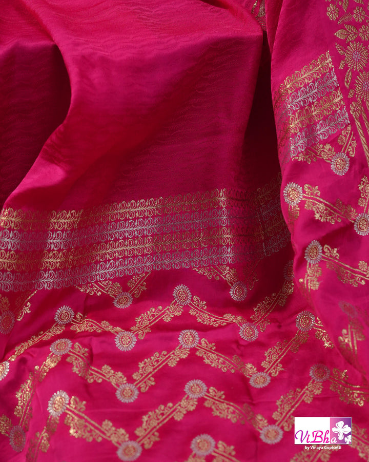 Hot pink Mashru silk