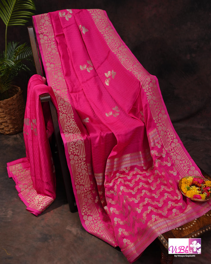 Hot pink Mashru silk
