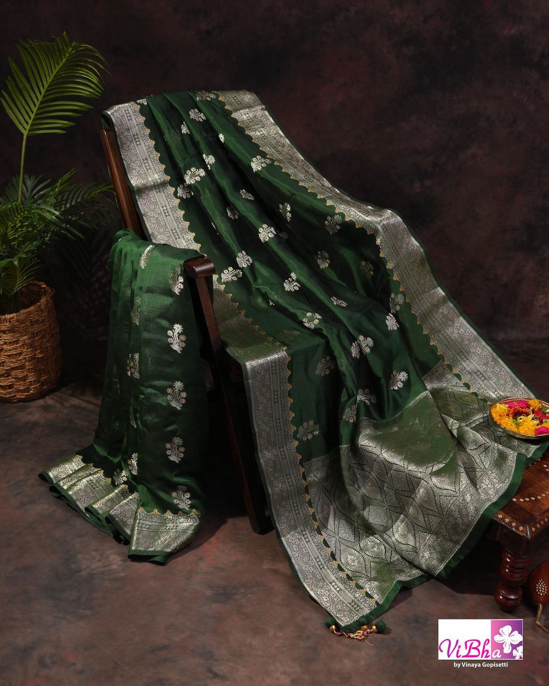Green Cora meenakari silk