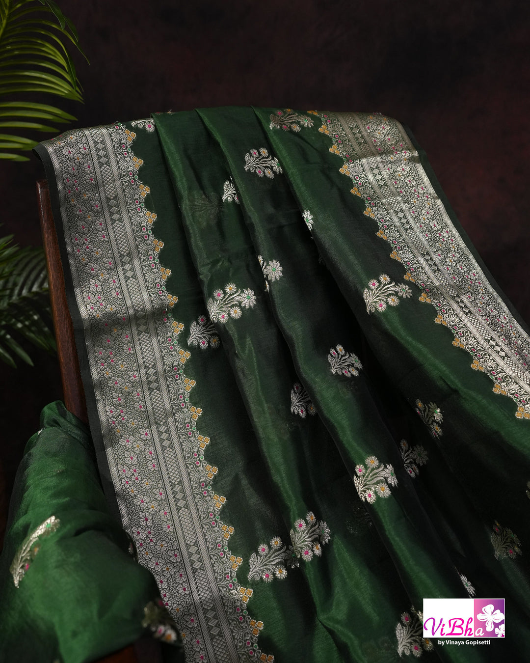 Green Cora meenakari silk