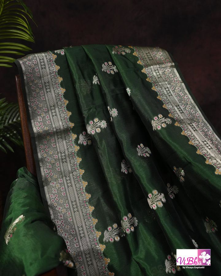 Green Cora meenakari silk