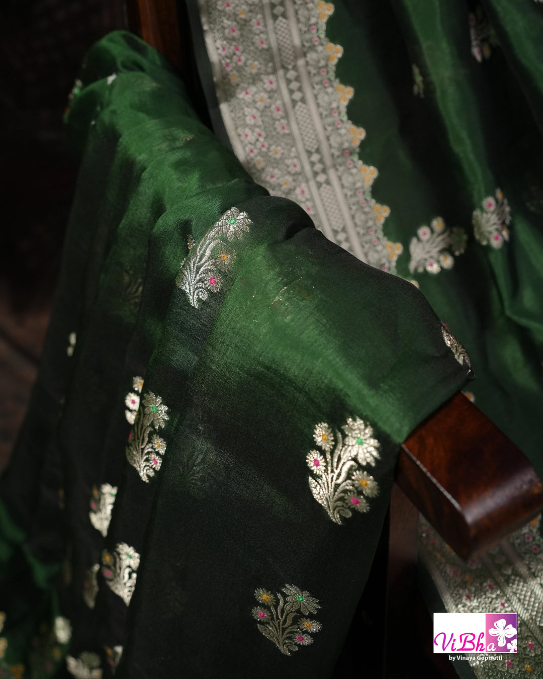 Green Cora meenakari silk