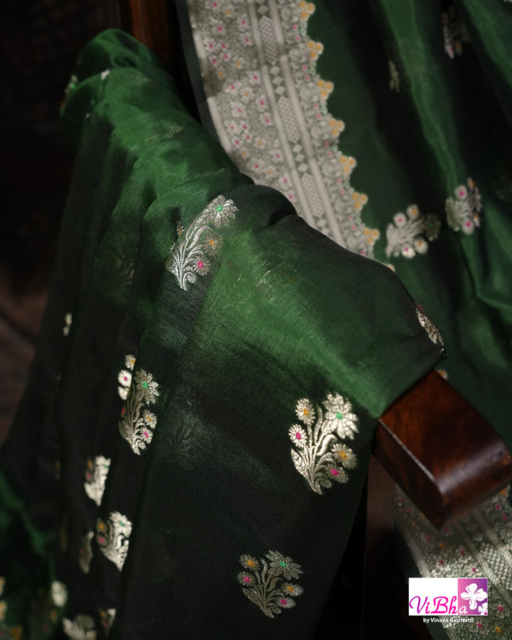 Green Cora meenakari silk