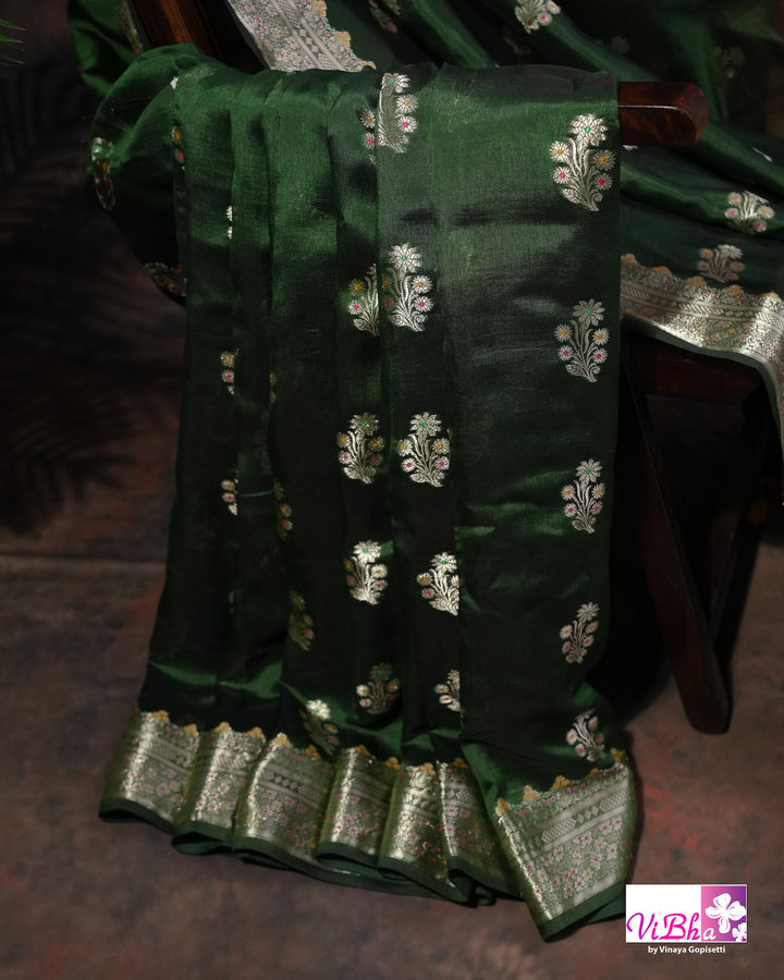 Green Cora meenakari silk