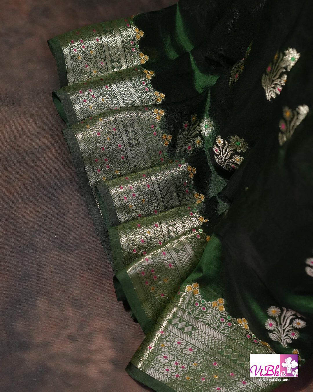 Green Cora meenakari silk