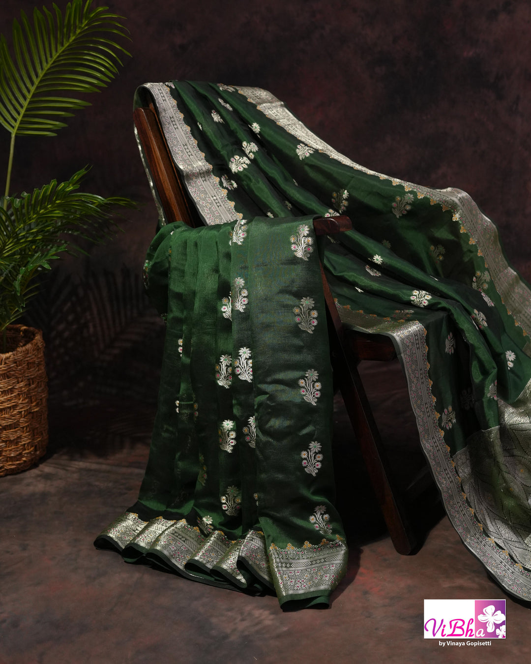 Green Cora meenakari silk