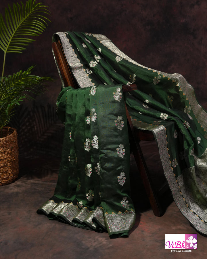 Green Cora meenakari silk