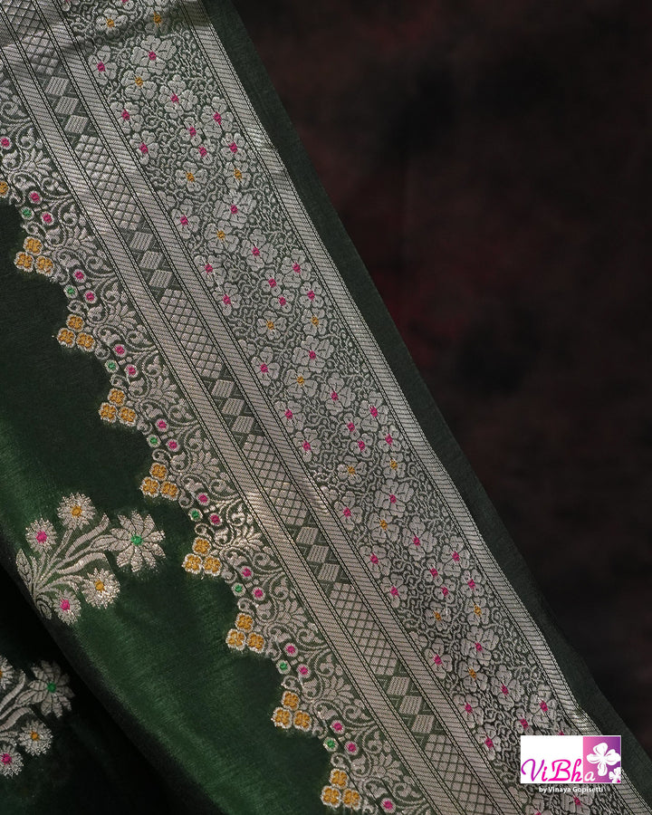 Green Cora meenakari silk