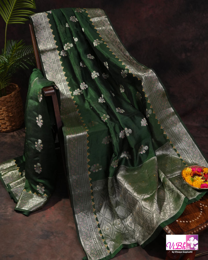 Green Cora meenakari silk