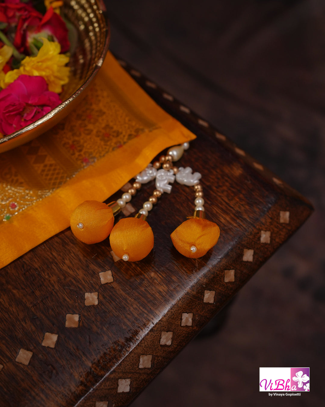 Yellow cora meenakari silk