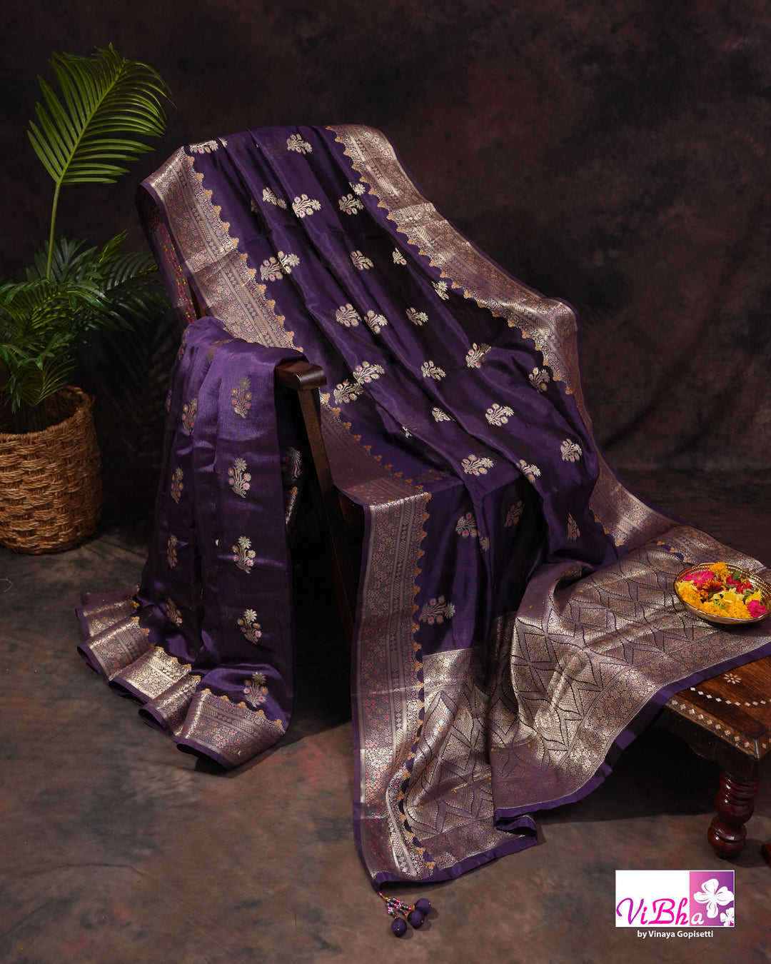 Violet Cora meenakari silk