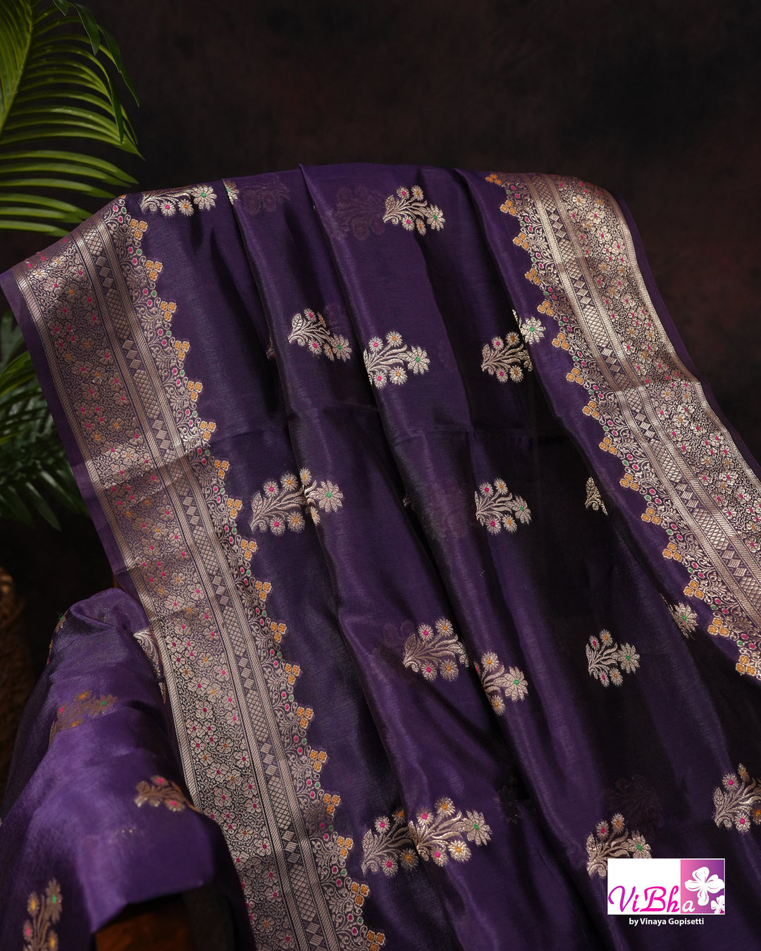 Violet Cora meenakari silk