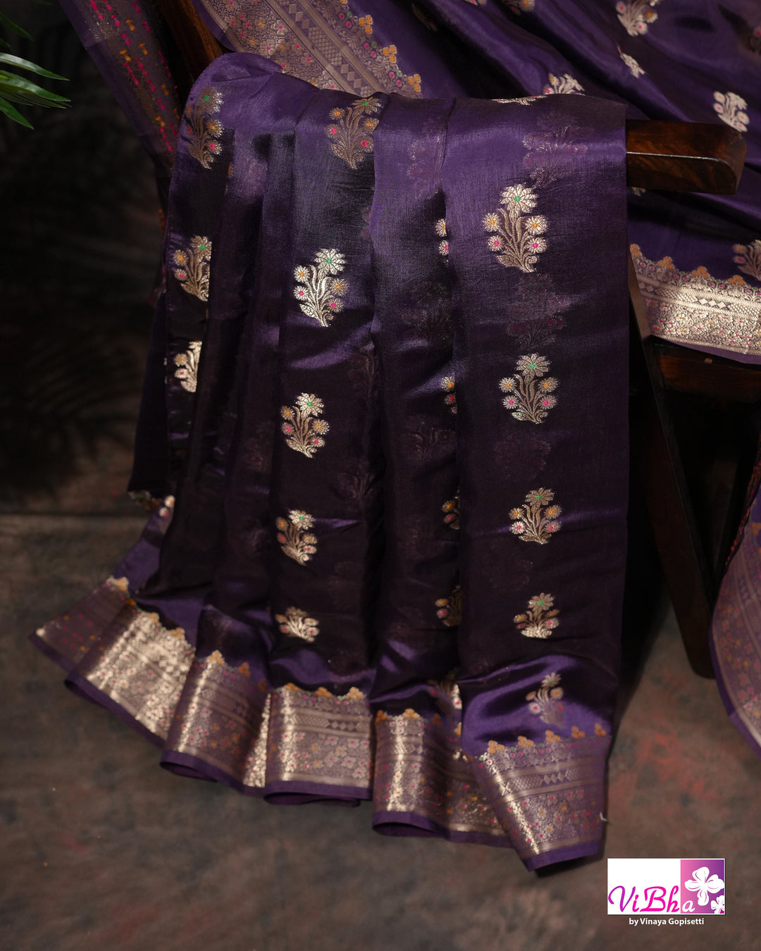 Violet Cora meenakari silk