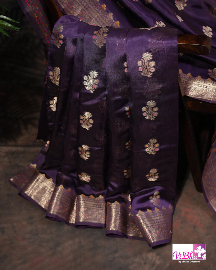 Violet Cora meenakari silk