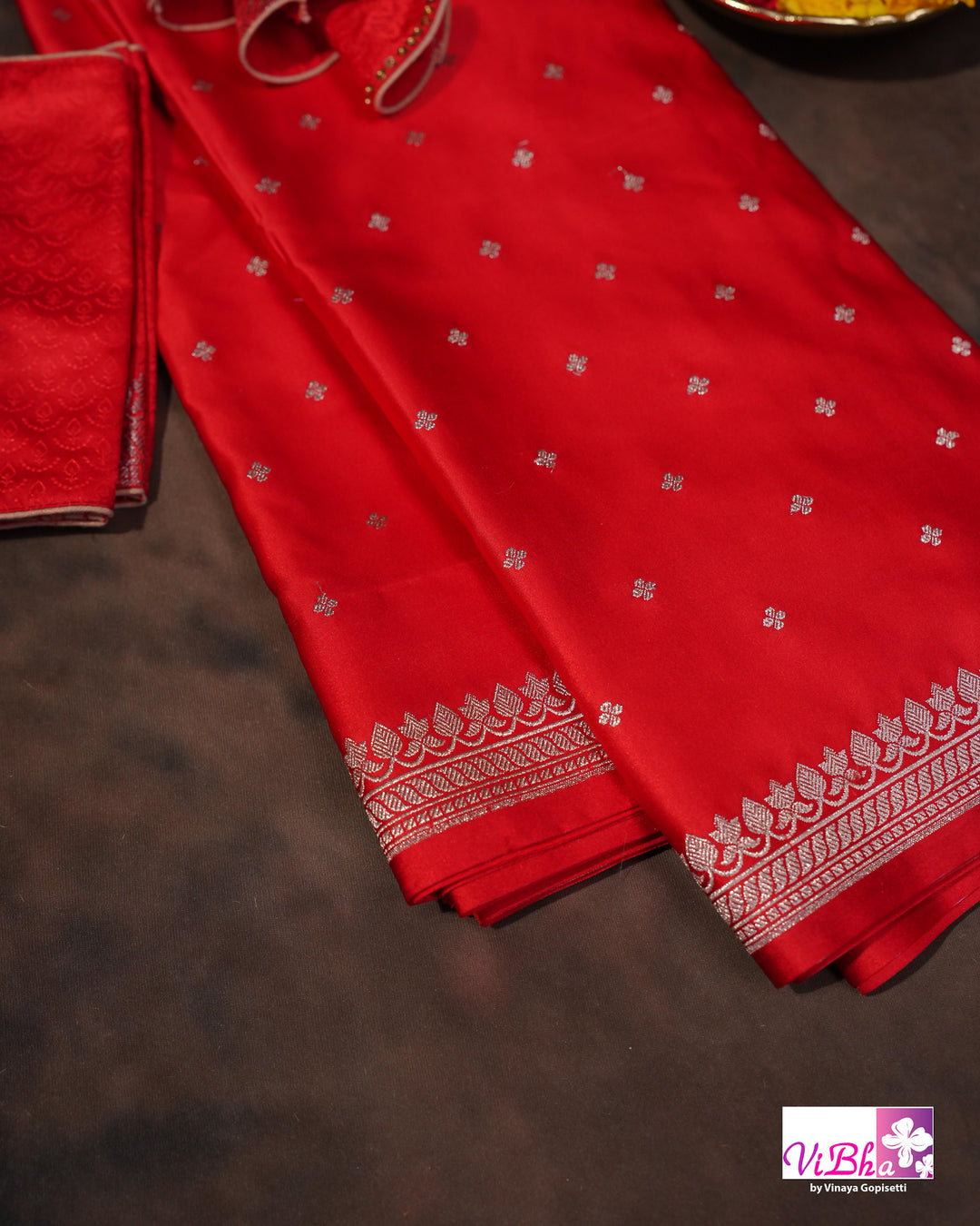 Red small butta Marshu Silk
