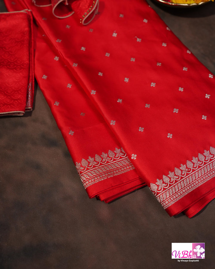 Red small butta Marshu Silk