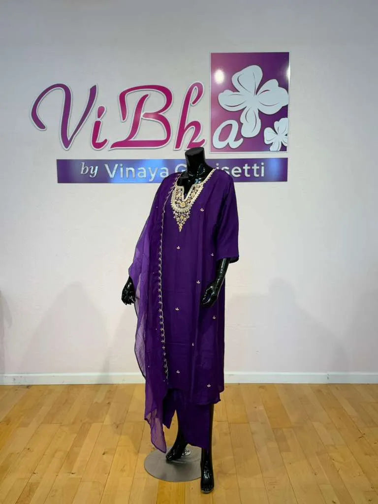 Royal Purple Embroidered Salwar Suit Set