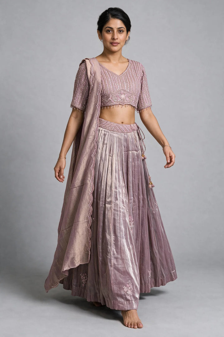 Deep Mauve Embellished Lehenga Set