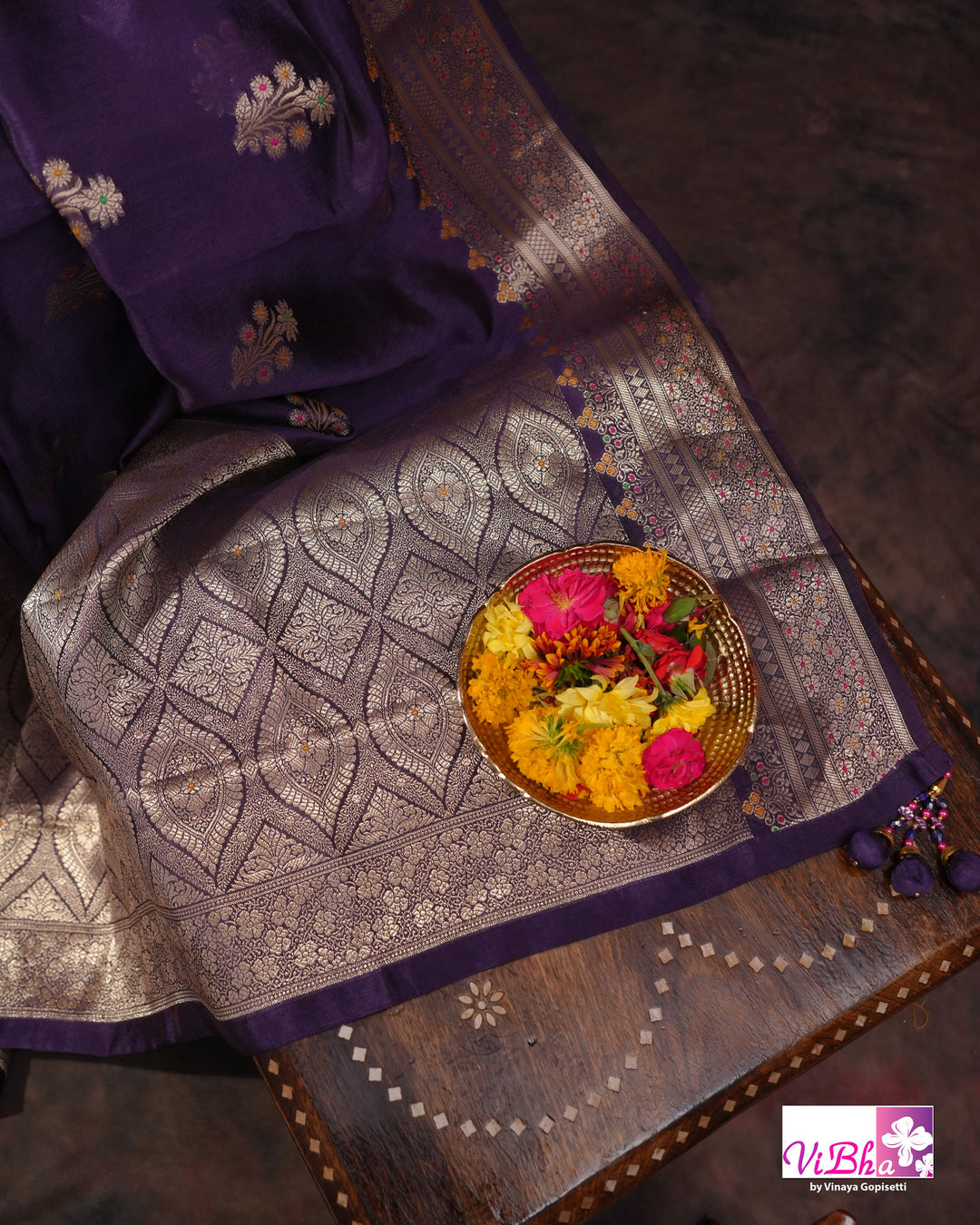 Violet Cora meenakari silk