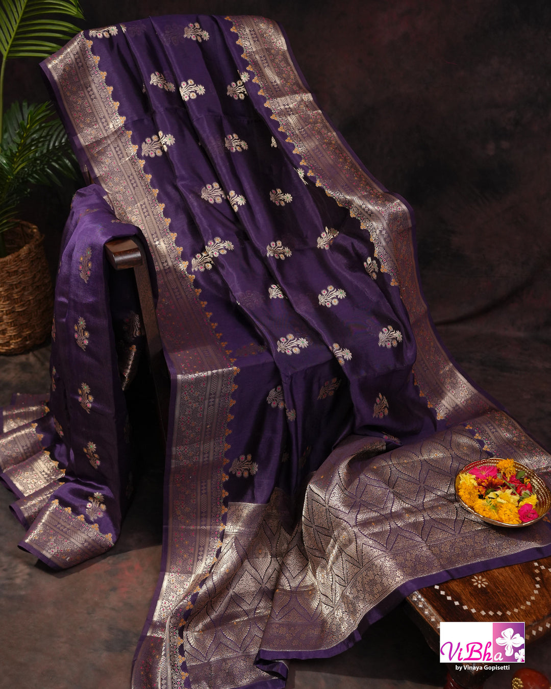 Violet Cora meenakari silk