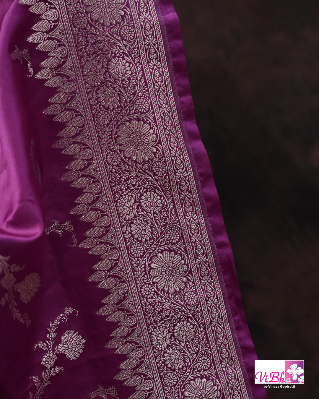 Dark Lilac all over silver zari saree